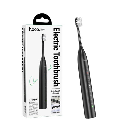 Escova de dentes elétrica Hoco HP60 Wave com 4 cabeças de escova Preto Escova de dentes elétrica Hoco HP60 Wave com 4 cabeças de escova Preto